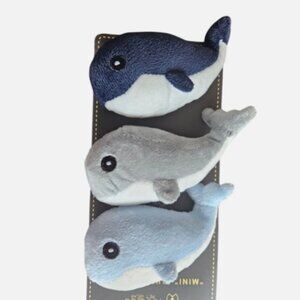 NANDOG PET GEAR 3-Pack Interactive Squeaky Crinkle Plush Mini Whales Dog Toy